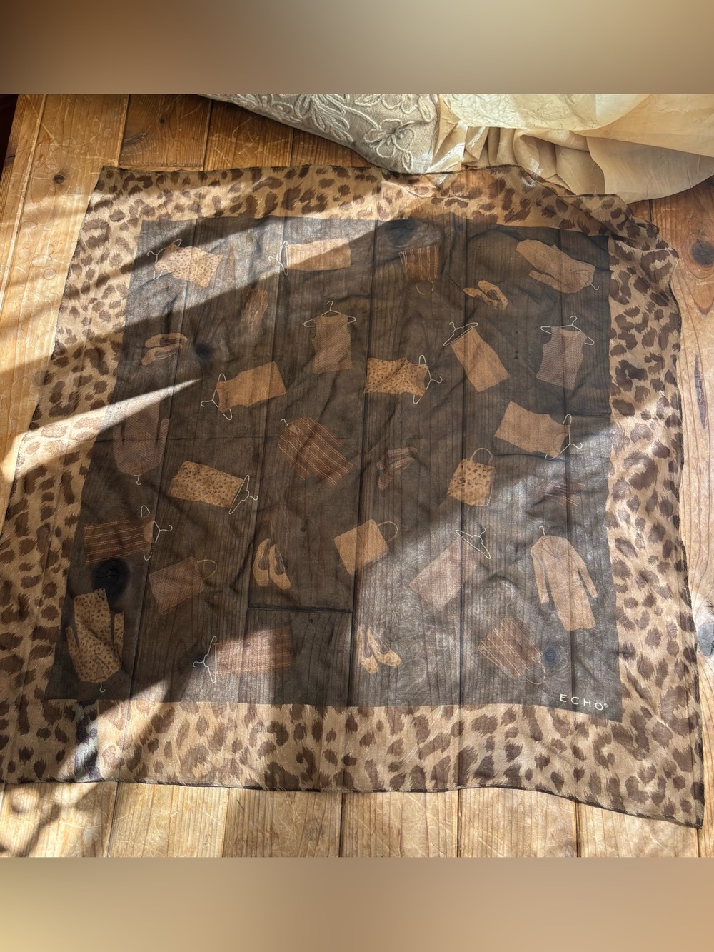 Echo 100% Silk Cheetah Print Square Scarf